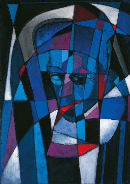 Hans Kaiser, Selbstbildnis, 1952, Tempera auf Leinen auf Holz | 100 × 70 cm | Privatbesitz