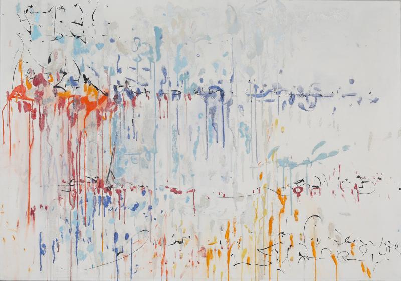 Hans Kaiser, Zeilen, 1972, Mischtechnik auf Leinen | 100 × 140 cm | Privatbesitz