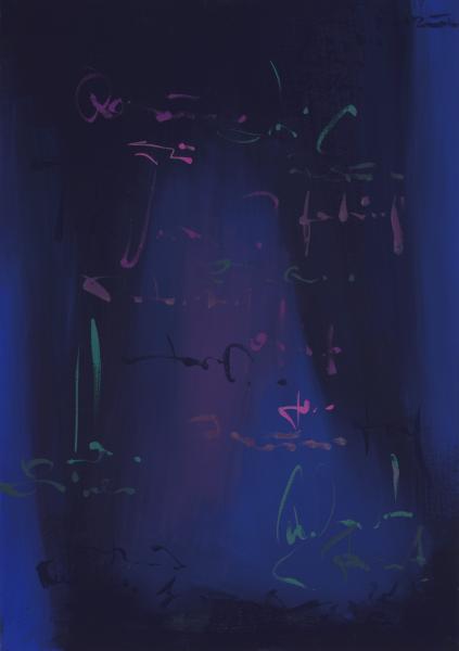 Hans Kaiser, Die Iris ruft I, 1982, Mischtechnik auf Pappe | 100 × 70 cm | Nationalmuseum Krakau, Polen