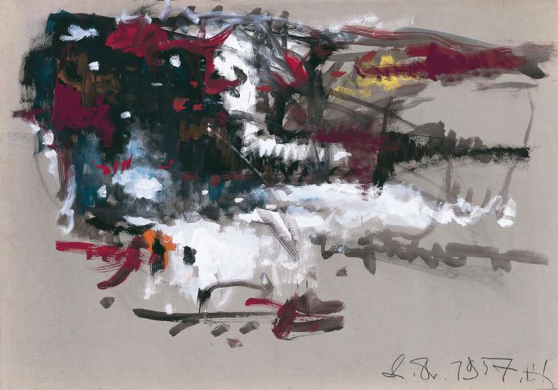 Hans Kaiser, Golgatha II, 1957, Tempera auf Karton | 70 × 100 cm | Privatbesitz