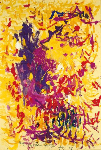 Hans Kaiser, Begegnung mit gelbem Raum II, 1958, Tempera auf Karton | 100 × 70 cm | Privatbesitz