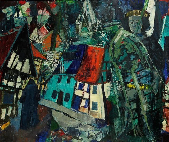 Pferdeköttelkathrin, 1951, Öl auf Pappe, 85 x 100 cm