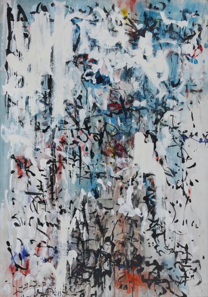 Hans Kaiser, Barnabas, 1966, Mischtechnik auf Leinen | 185 × 125 cm | Privatbesitz