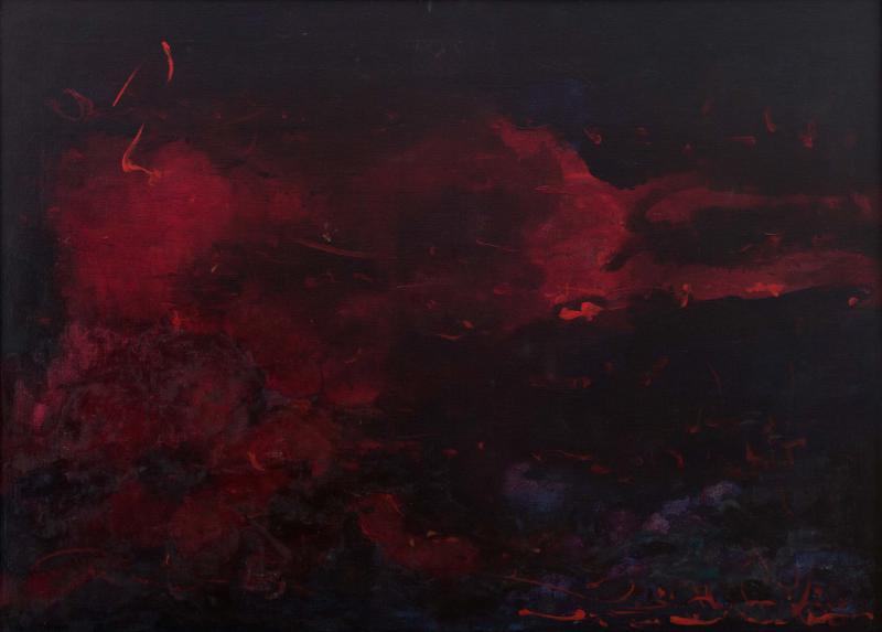 Hans Kaiser, Hibiskus, 1979, Acryl auf Leinen | 99 × 136 cm | Erbengemeinschaft Hans und Hilde Kaiser