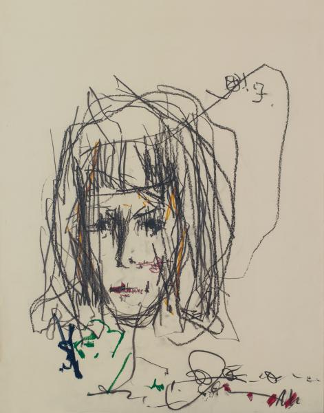 Hans Kaiser, Hiltrud, 1962, Graphit und Fettkreide auf Zeichenpapier, 79 × 60 cm, Privatbesitz