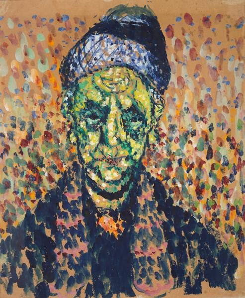 Hans Kaiser, Mutter Morgner, 1948, Tempera auf Tapetenrückseite, 69 × 48 cm, Museum Wilhelm Morgner, Soest, Dauerleihgabe des FMWM e.V.