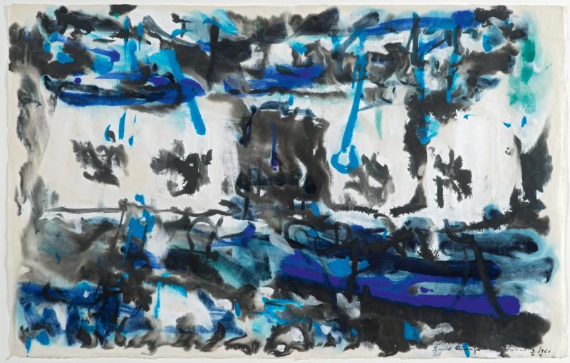 Hans Kaiser, Venedig, Palazzo Guggenheim, 1966, Gouache und Tusche auf Japanpapier | 63 × 98 cm | Privatbesitz