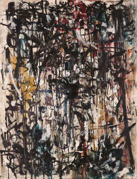 Hans Kaiser, Ich und Einstein auf Ibiza II, 1960, Mischtechnik auf Pappe auf Holz | 105 × 80 cm | Gustav-Lübcke-Museum, Hamm