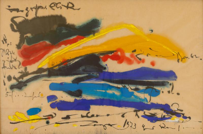 Hans Kaiser, Der große Blick, 1973, Gouache und Tusche auf Japanpapier | 61 × 97 cm | Privatbesitz