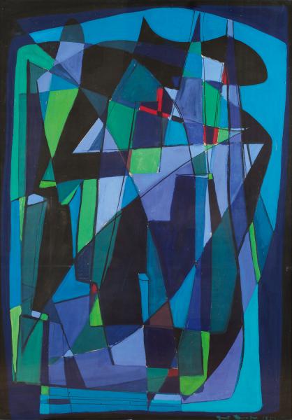 Hans Kaiser, Wiesenkirche, 1954, Tempera auf Karton | 100 × 70 cm | Privatbesitz