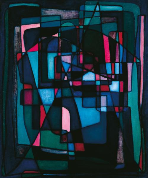 Hans Kaiser, Romanik, 1952-53, Öl auf Rupfen, 230 × 190 cm, GustavLübcke-Museum, Hamm