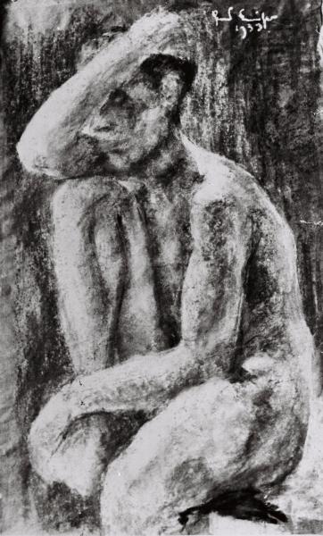 Hans Kaiser, Self-portrait as Nude (Selbstbildnis als Akt), 1933, Oil on canvas (?) | Destroyed in the war