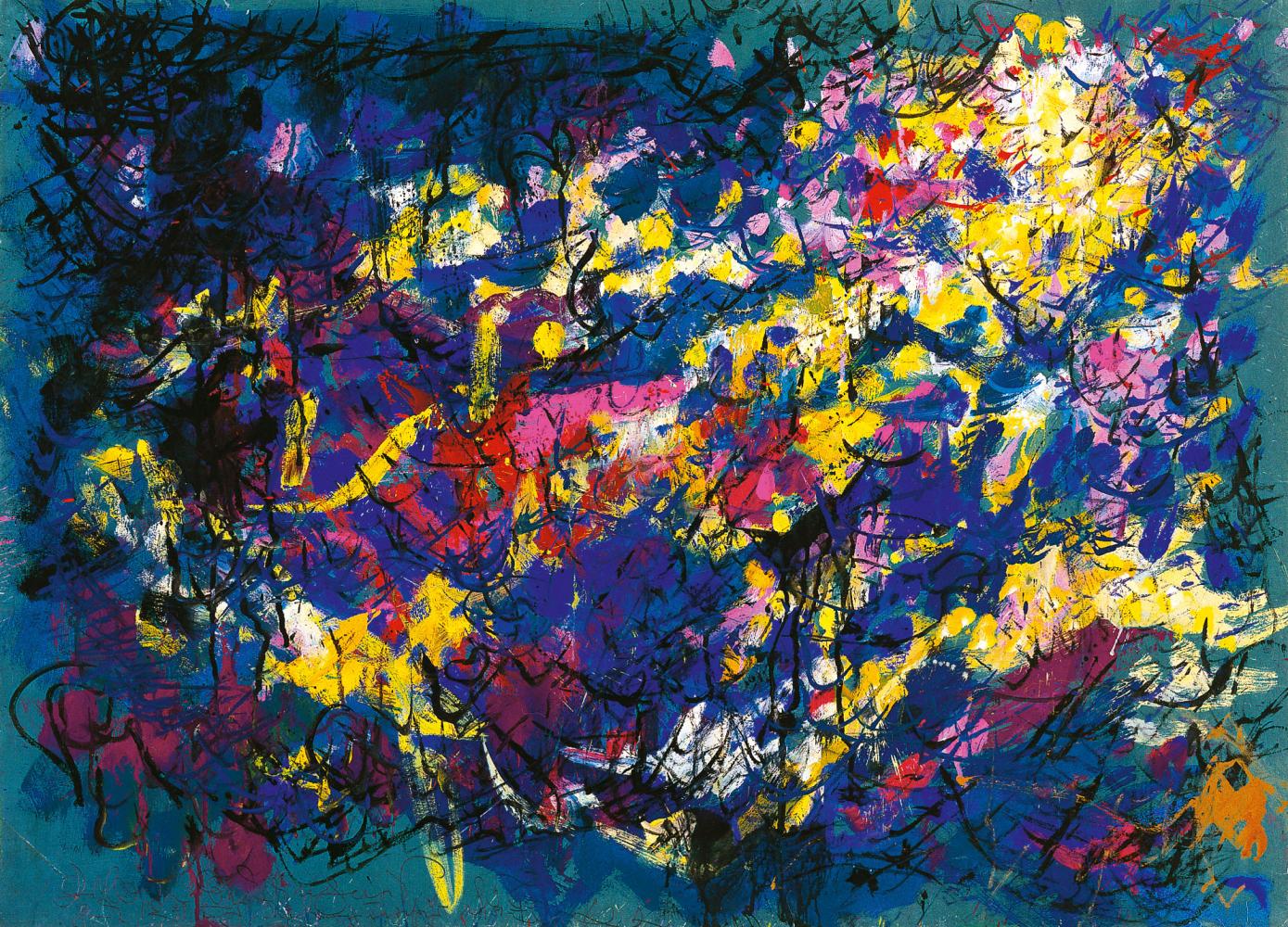 Hans Kaiser, Gelb bedrängend, Tempera auf Karton, 70 × 100 cm, Kunsthalle Recklinghausen