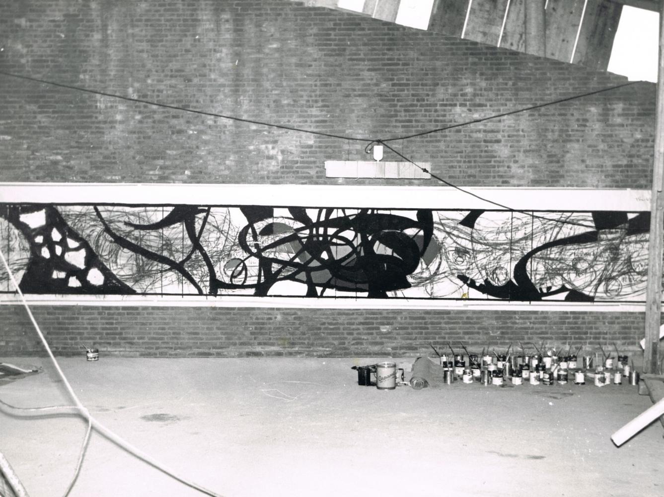 Entwurfsprozess des Fensterbandes für die Johanneskirche, Soest, 1964, Archivfoto Hans Kaiser, Entwurf des Fensterbandes für die Johanneskirche, Soest, 1964, Archivfoto